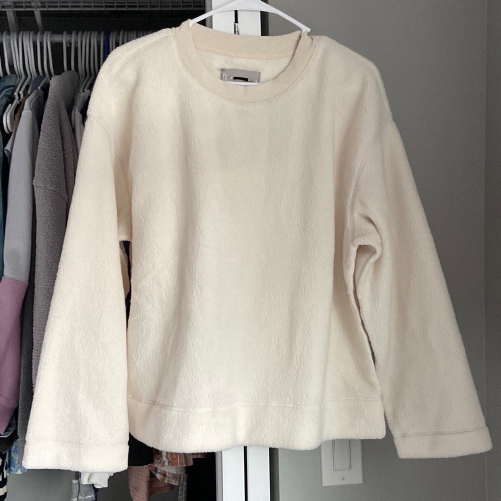 New Everlane Cream Sherpa Pullover Sweatshirt, NWOT